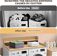 Vista 7 de FAHKNS 2-Tier Washer Dryer Countertop, Piece-Joined Solid Wood Laundry Topper with Anti-Slip Mat, 54" Width Waterproof Laundry Room Organization
