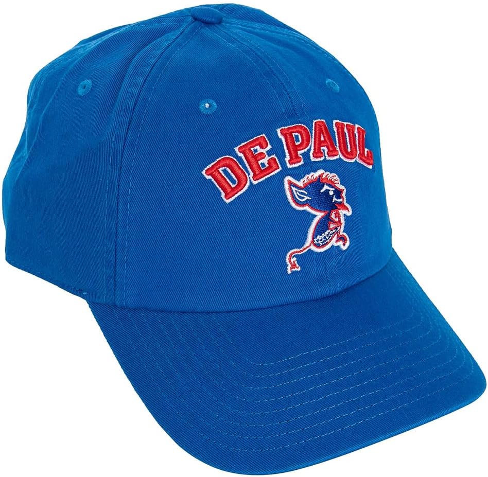 Desert Cactus DePaul University Baseball Hat Blue Demons Brimmed Embroidered Cap Adjustable Cloth Strap Adult (Style D1 Vintage)
