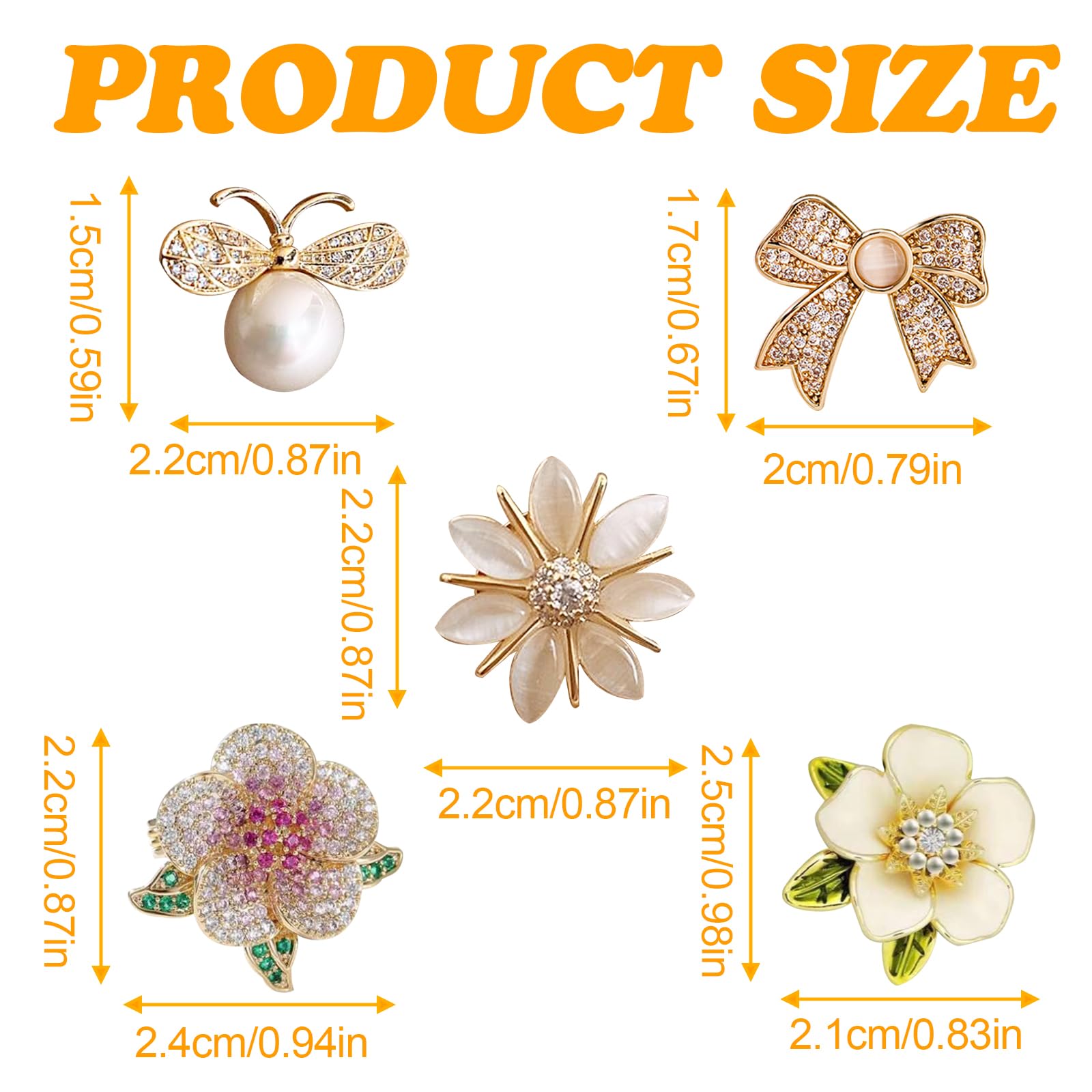 5 PCS Broche de Floral, Broche de Boutons, BrocheFemme Vetement, Boutons de Brochede Chemise, Brochede Cristal Élégant, BrocheDe Sécurité de Strass,pour Filles Femmes