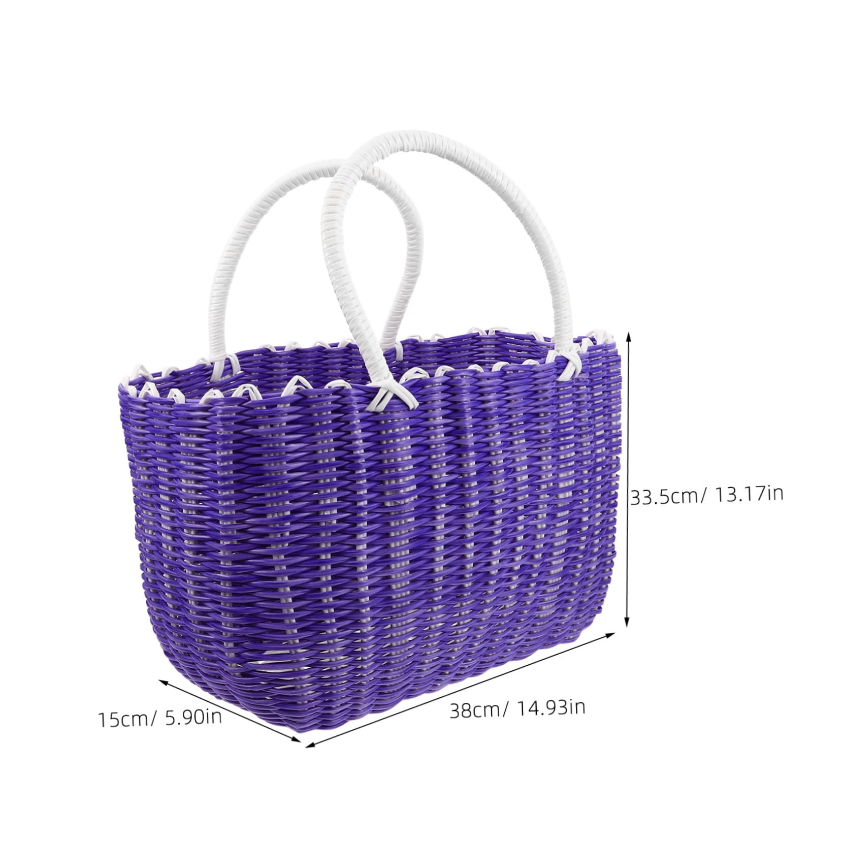 Outanaya Bolsa Reutilizable De Gran Capacidad Cesta Tejida De Plástico Con Asas Para Mercado Camping y Picnics Color Fantasía Grande