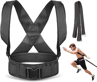 Sled Pulling Harness, Tire Pulling Harness with Pull Strap for Resistance Training, Adjustable Padded Shoulder Strap