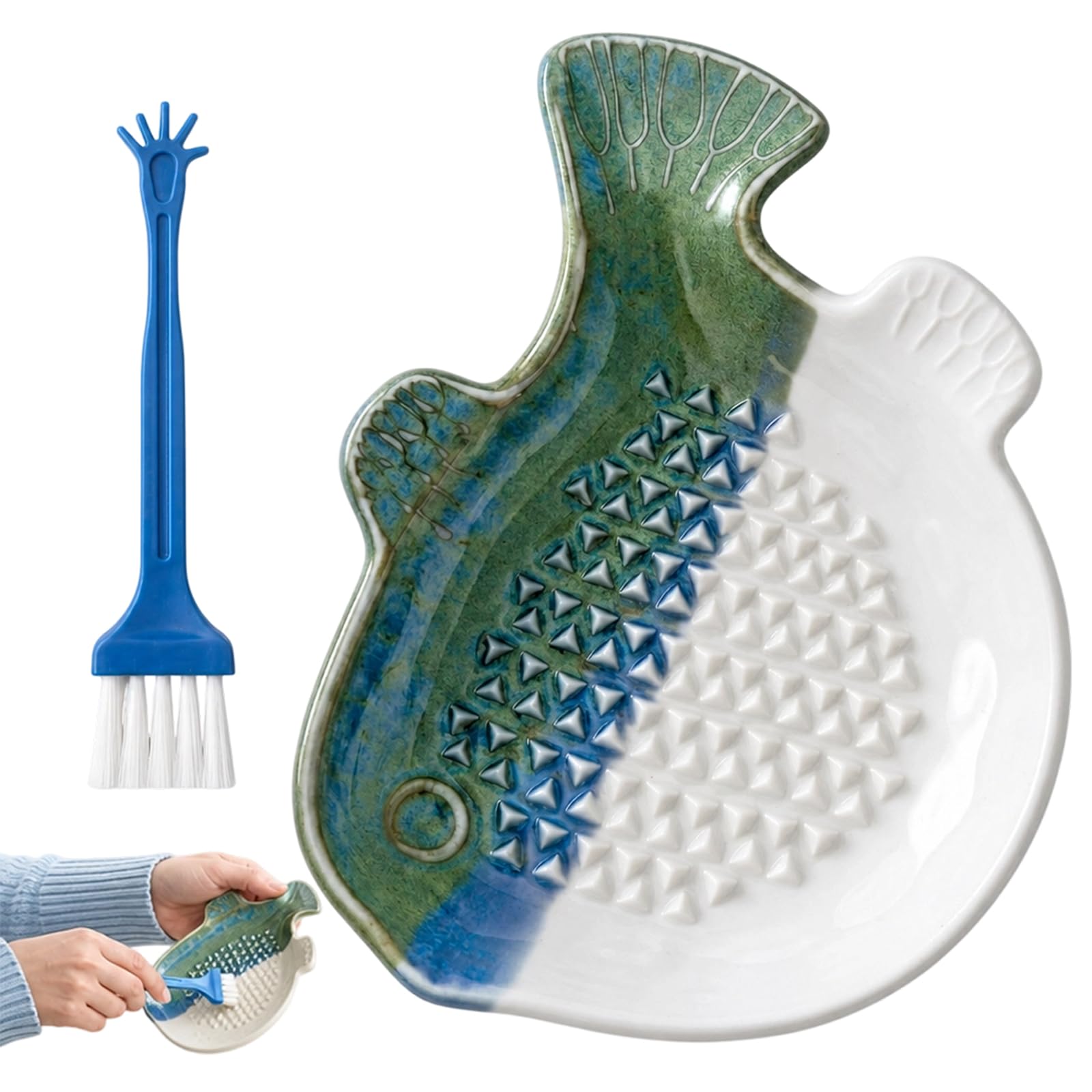 2 Pcs Garlic Grater Plate, Grating Plate with Cleaning Brush, Ceramic Grater Plate for Efficient Food Preparation, Grating Plate with Compact Kitchen Design and Durable Material