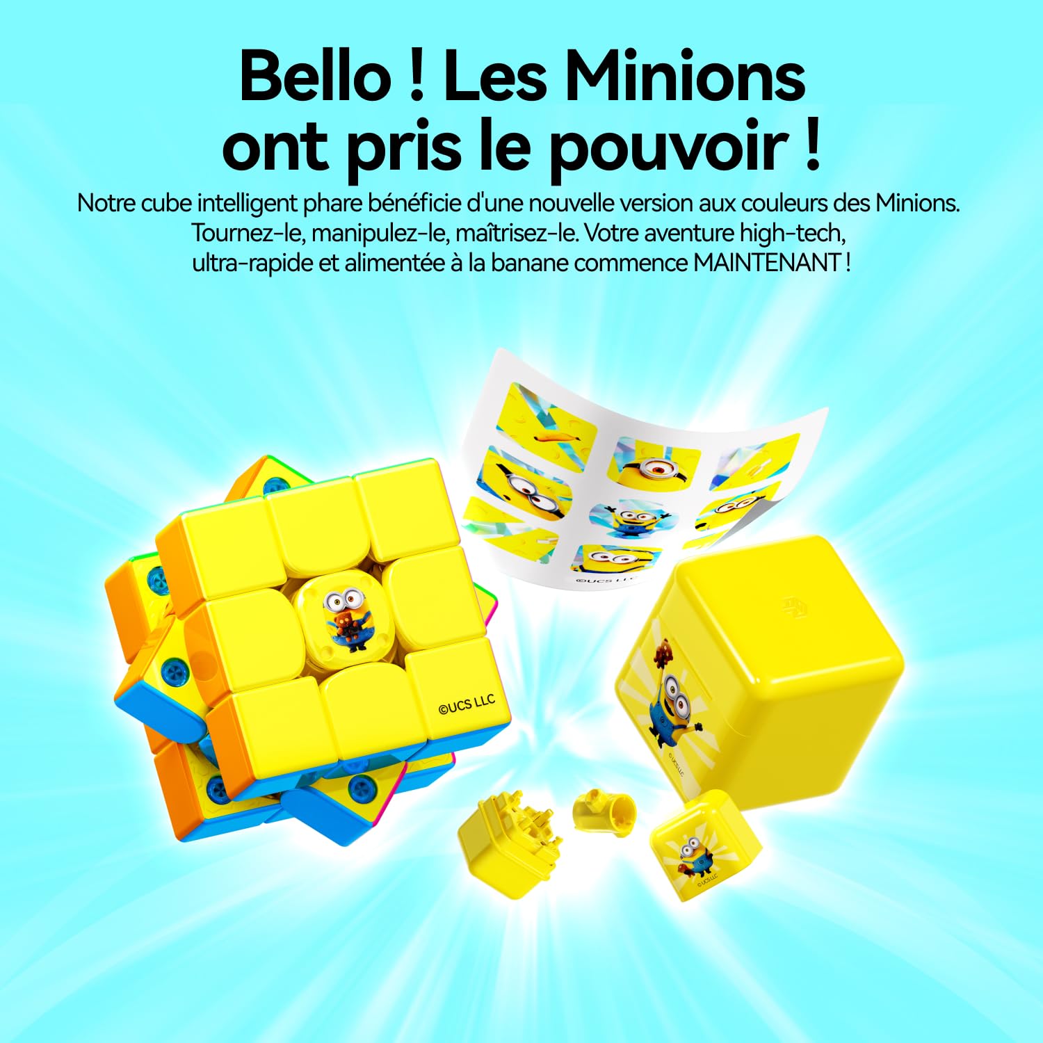 Pack GAN Speed Cube-i4 Maglev Version UV+ i4 Minions Édition, avec GanPod pour Compétitions en Ligne et Collection – Cadeau pour Tous Âges