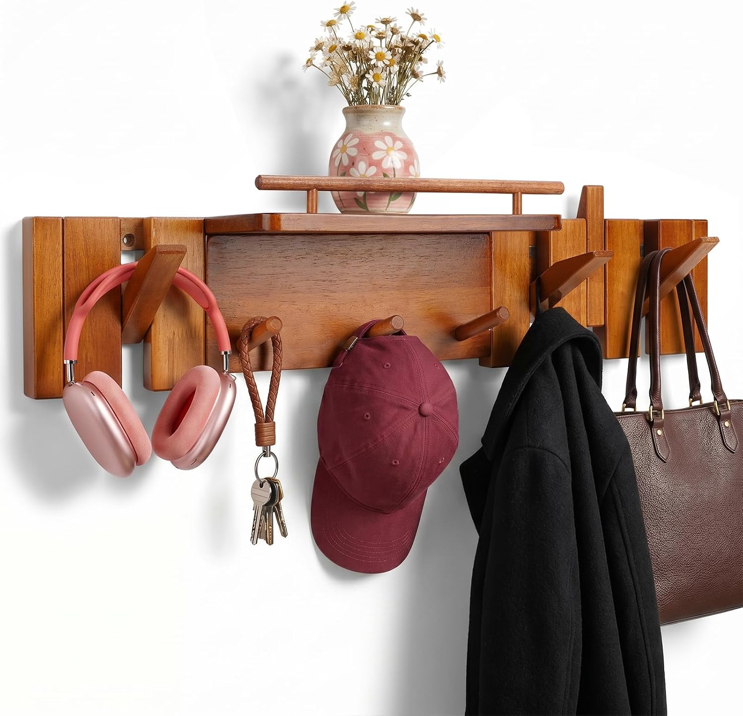 ARCWEISSO Coat Rack Wall Mount, Coat Rack Wall Hooks with Dividers for Home