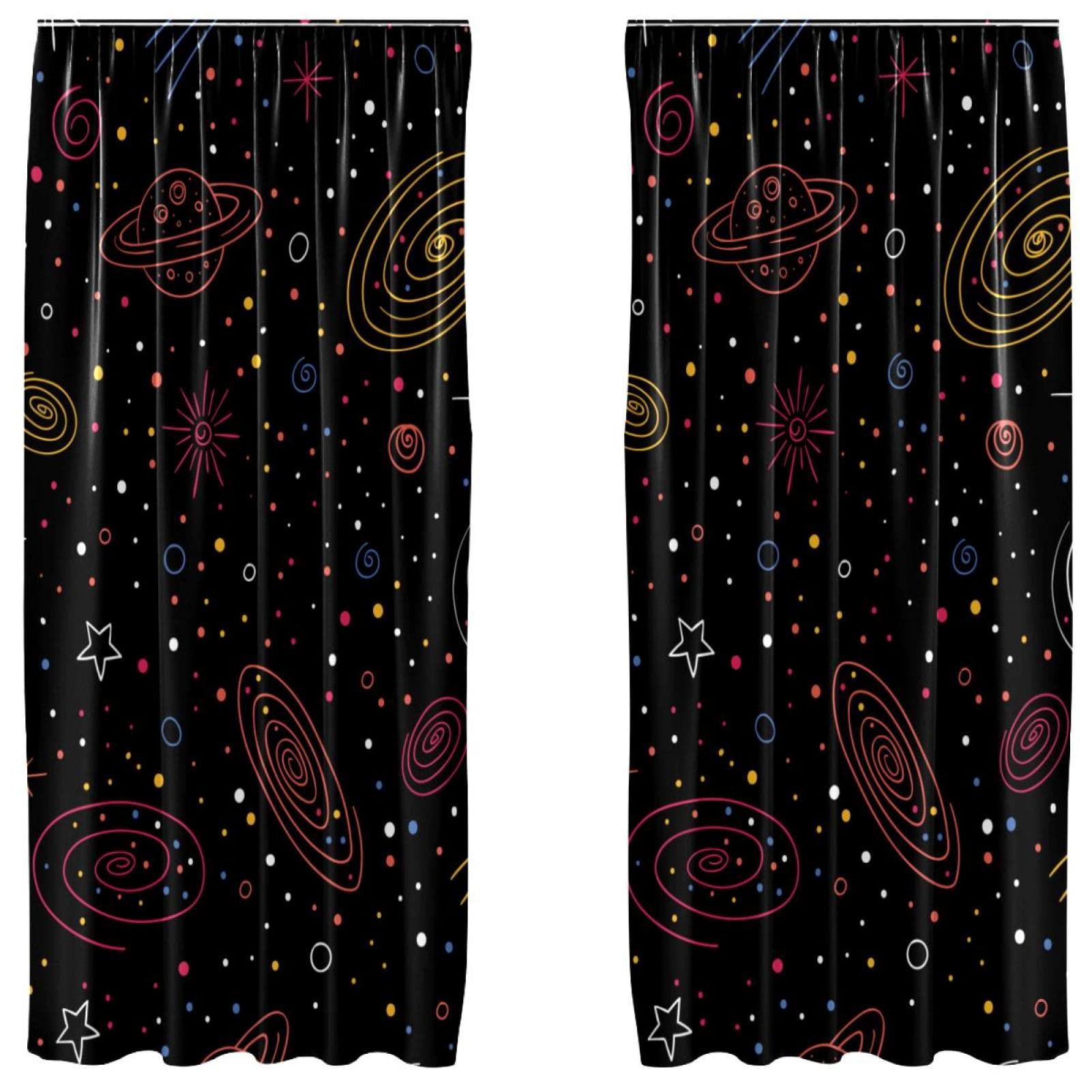 Cortinas de panel para salón y dormitorio moderno juego de 2 paneles decorativos negro galaxia