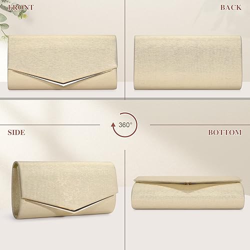 Miniatura 5 de Pinprin Bolso de embrague de noche elegante del bolso del sobre del negro del cóctel de la boda del partido del cóctel Negro, Dorado, Plateado