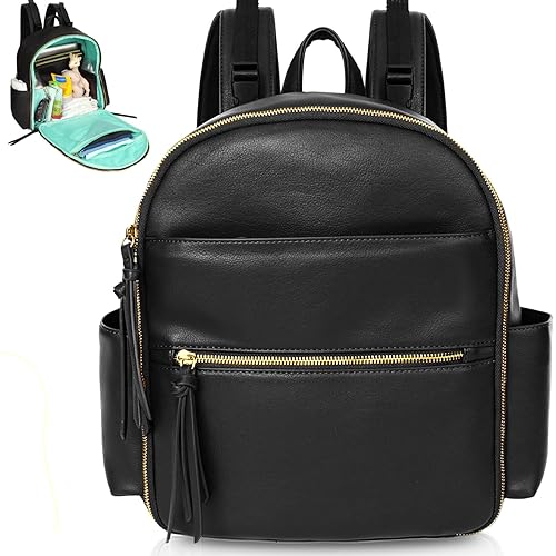 Miniatura 7 de Mominside - Mini bolsa de pañales pequeña con 11 bolsillos bolsa de viaje de cuero para bebés niñas y niños organizadores de bolsas de pañales 2