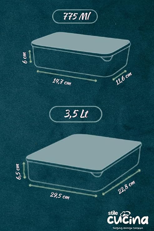 Buzdolabı Saklama Kabı Seti, 8 Parça, 25x20x25 cm, Plastik, BPA İçermez, 6x775ml + 2x3500ml, Mikrodalgaya ve Dondurucuya Uygun, Gıda Saklama, Sızdırmaz