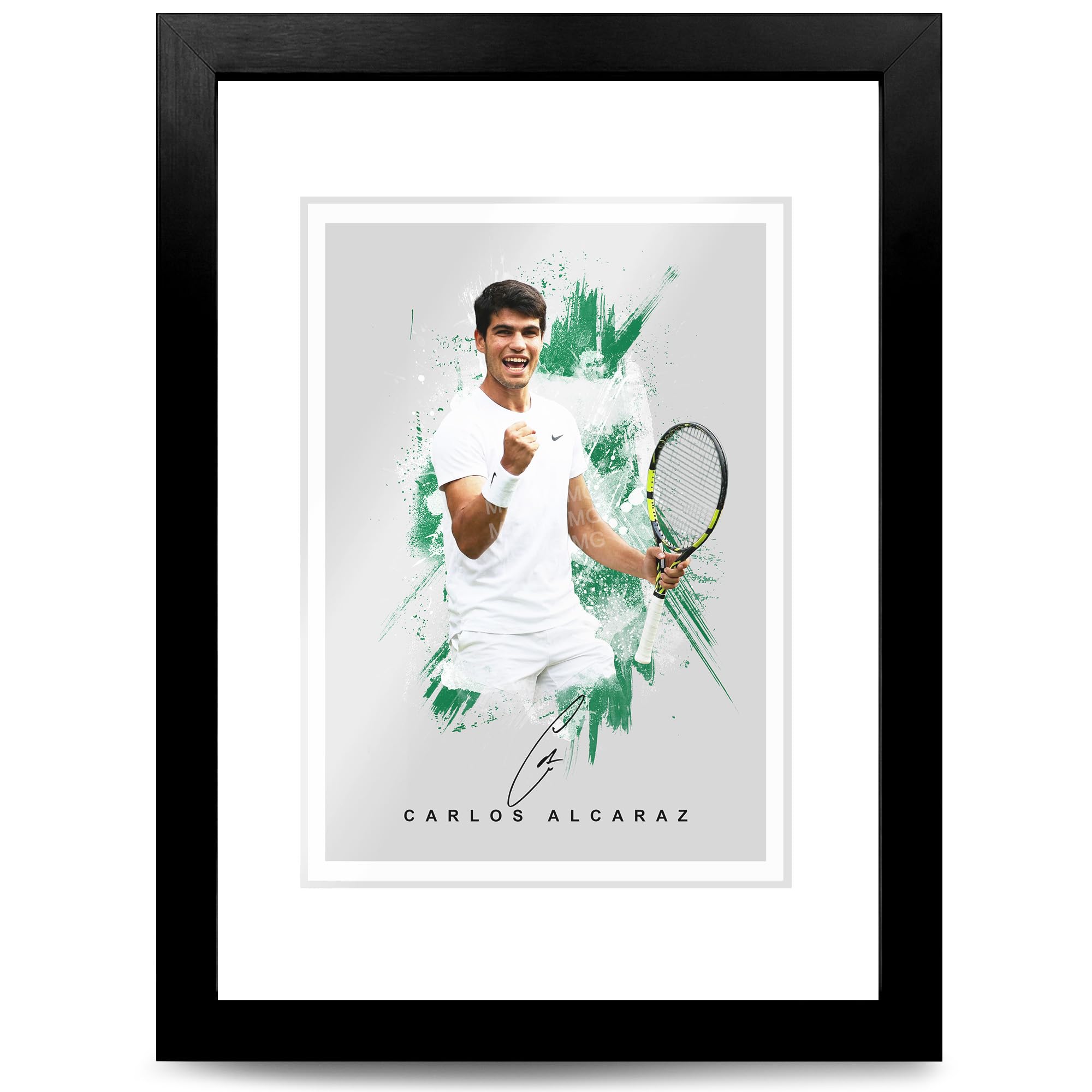 Carlos Alcaraz Signed Photo Poster Print Picture Display Framed Autograph Memorabilia Gift Spain Tennis (A4 Framed (Black Frame))