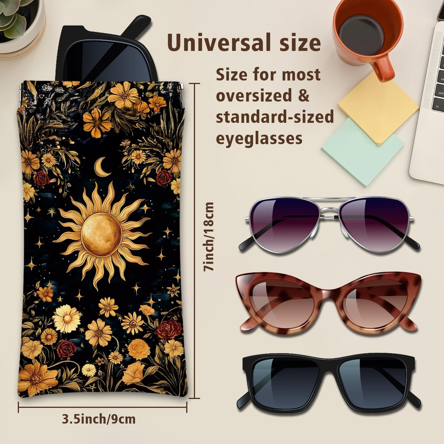 Squeeze Top Glasses Case Pack of 2, PU Leather Soft Sunglass Pouch,Eyeglass Case for Women Men,or Student