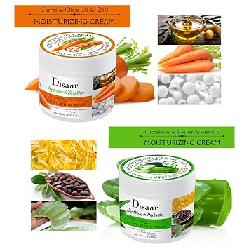 DISAAR Beauty Moisturizing Cream 92% Aloe Vera Cocoa Beans Vitamin E Hydrates Body Skin After Shower Anti-Wrinkle 120ml/4.03fl.oz