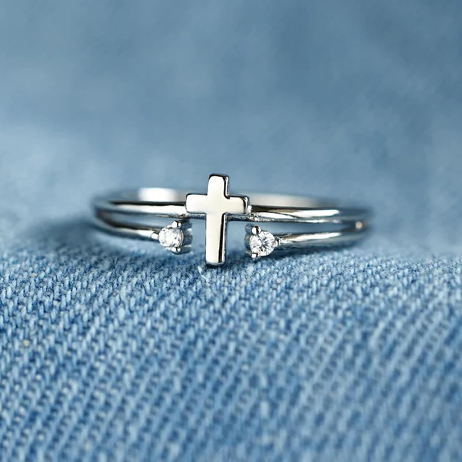 925 Sterling Silver Easter Cross Ring for Women, 14K Gold Plated CZ Eternity Infinity Belief Ring for Mom Daughter Stackable Christian Faith Purity Religious Baptism Jewelry Mothers Day Gifts