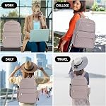 EMPSIGN Laptop Backpack Purse for Women and Men with USB Charging Port, 15.6 Inch Travel Water Resistant Quilted Backpack, High-Capacity 30L Work Business Computer Backpack, Quilted Grey Pink