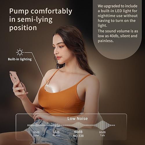 Miniatura 6 de Extractor de leche inalámbrico portátil manos libres con control de aplicación, 3 modos y 12 niveles de succión, bomba portátil ultra silenciosa,