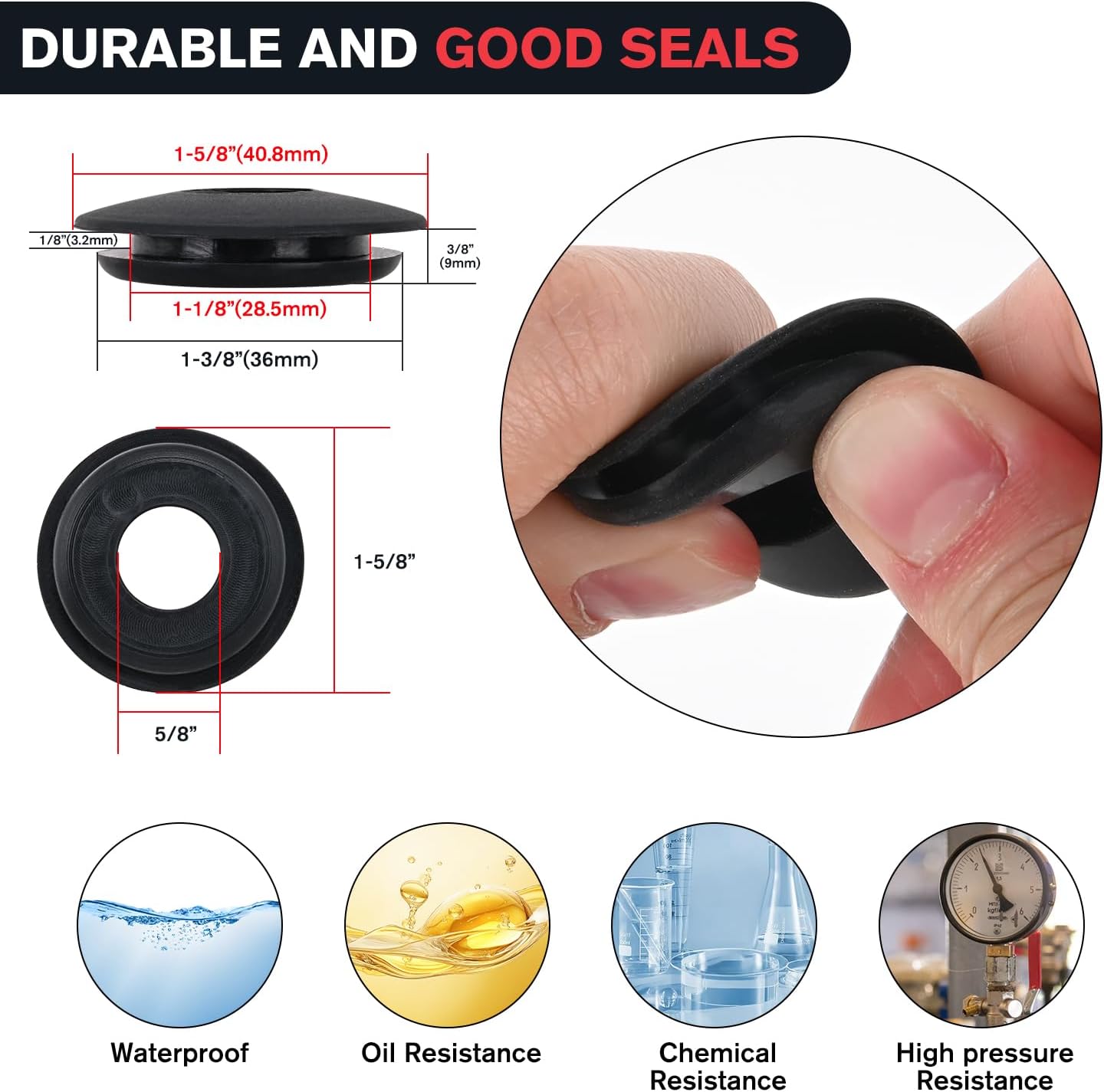 Nilight Glad Hands Grips Set with Seals Heavy Duty Gladhand Extension Handles Kit Emergency & Service Brake Air Hose Coupling Connectors for Semi Truck Trailer Brake System 1 Pair