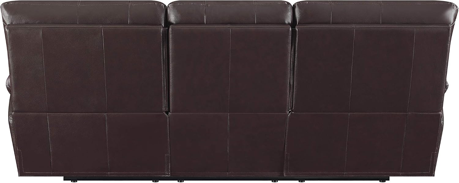 Coaster Clifford Casual Dark Brown Faux Leather Upholstered Double Reclining Sofa (CO-600281), 39" L x 88" W x 38" H