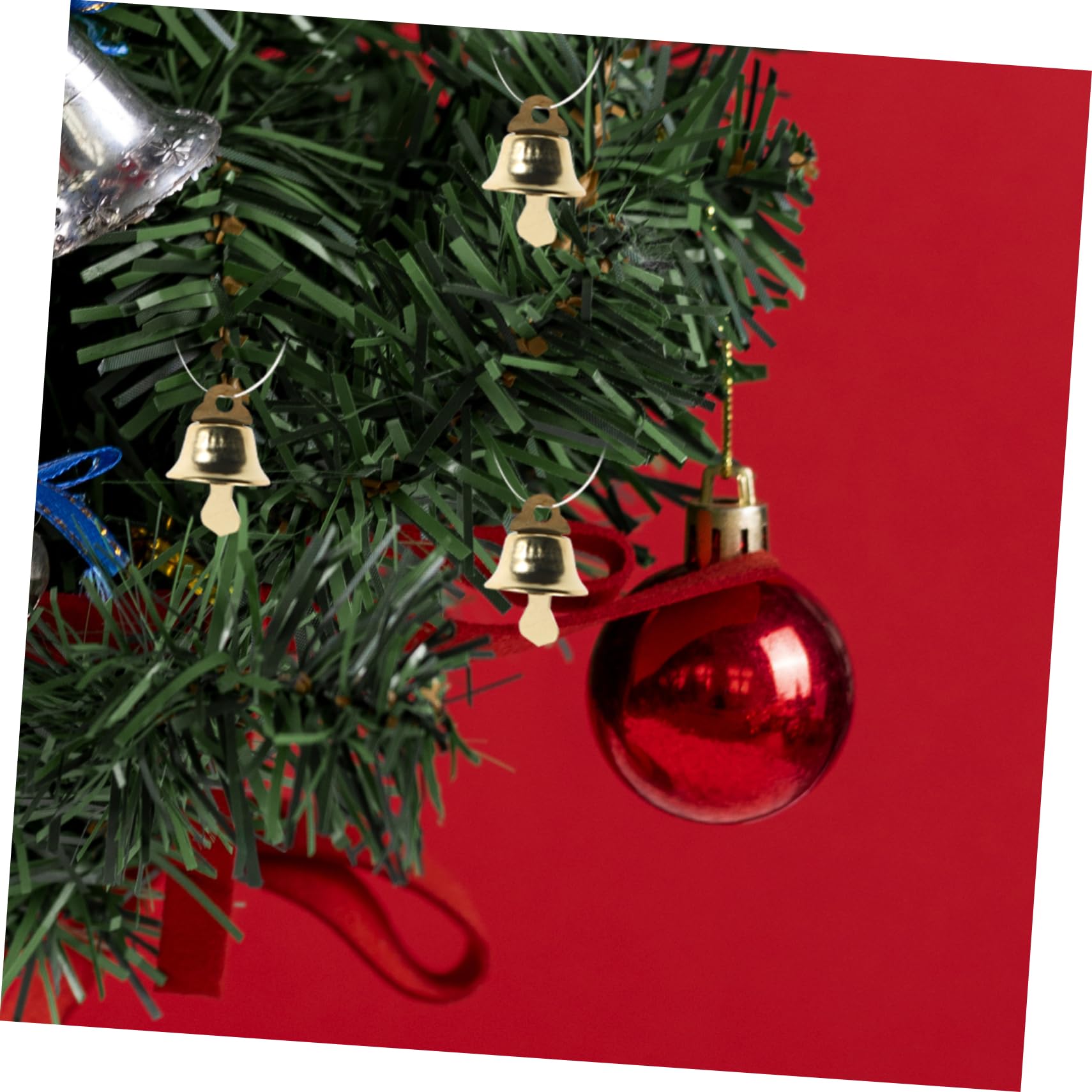 Mikikit 120pezzi Mini Campana di Natale Ciondolo Ciondolo Fai da Te Ornamento Dorato di Natale Pendente per Albero