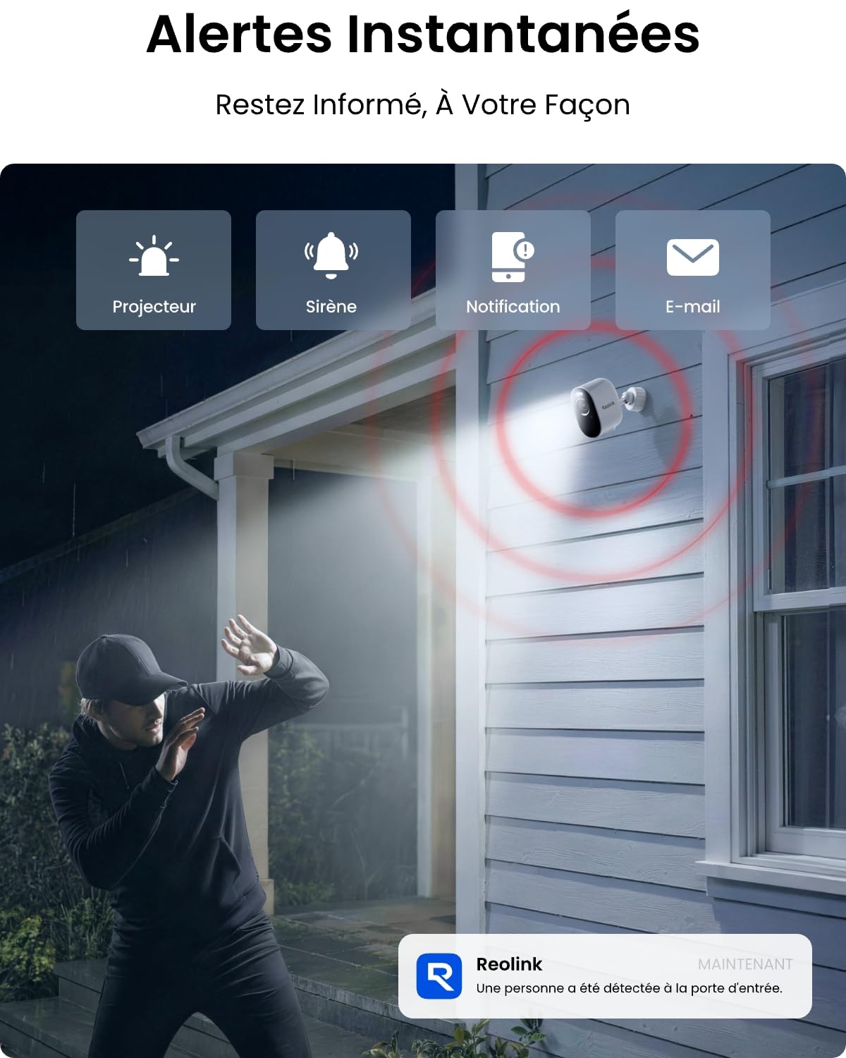 Reolink 3K 5MP Caméra Solaire, Vision Nocturne Couleur, Wi-FI 2.4/5GHz | Détection IA Personne/Véhicule/Animal, Batterie Rechargeable, sans Fil, IP67, Argus 3 Pro+Panneau Solaire Lite (Modèle 2026)