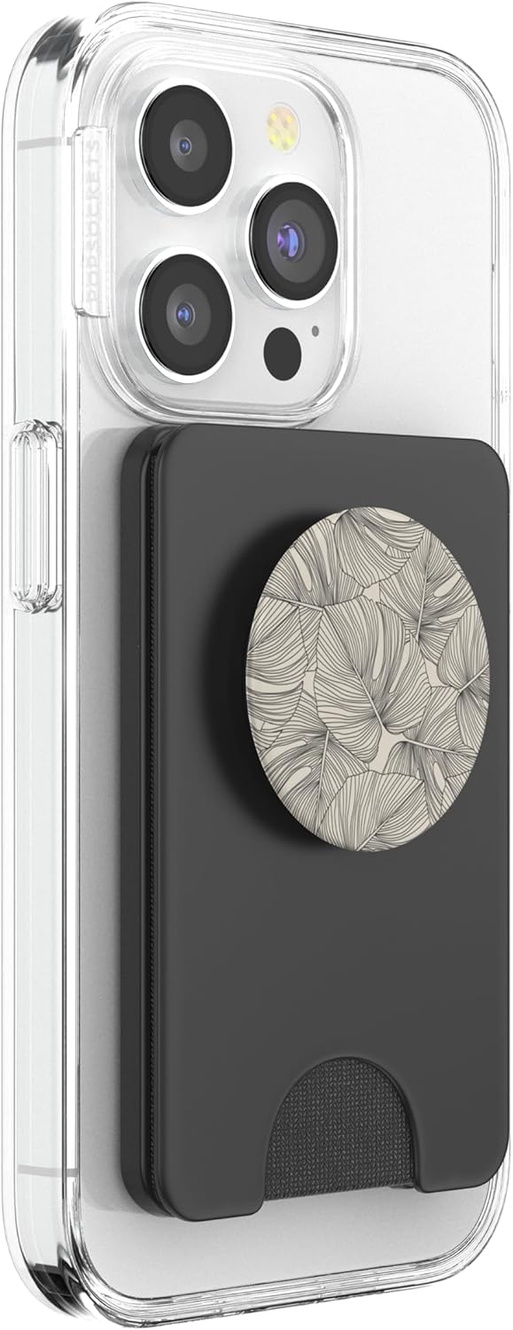 Modern Minimalist Neutral Tropical Monstera Leaf Design PopSockets PopWallet for MagSafe