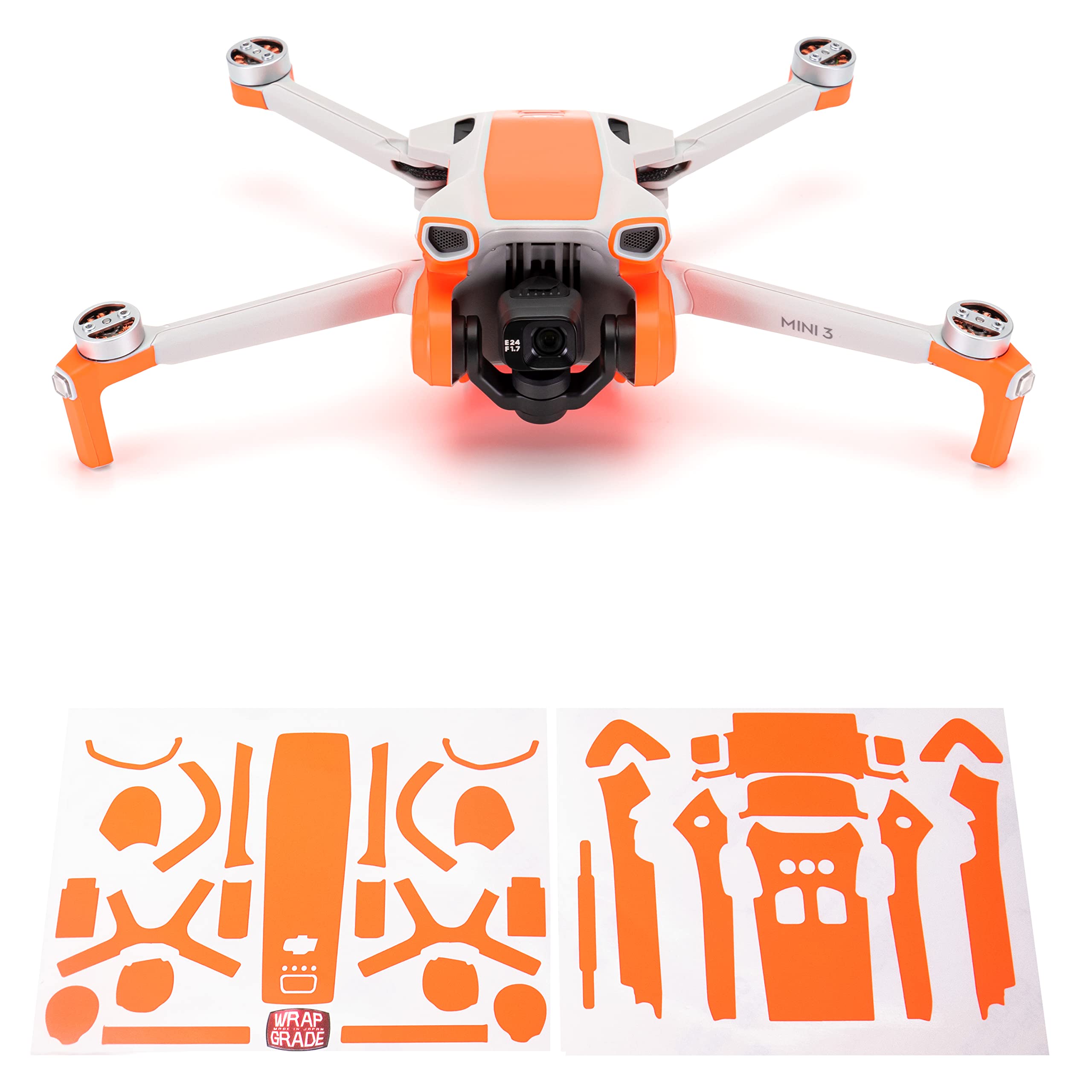 WRAPGRADE Skin Stickers Compatible with DJI Mini 3 | Accent Color (NEON ORANGE)