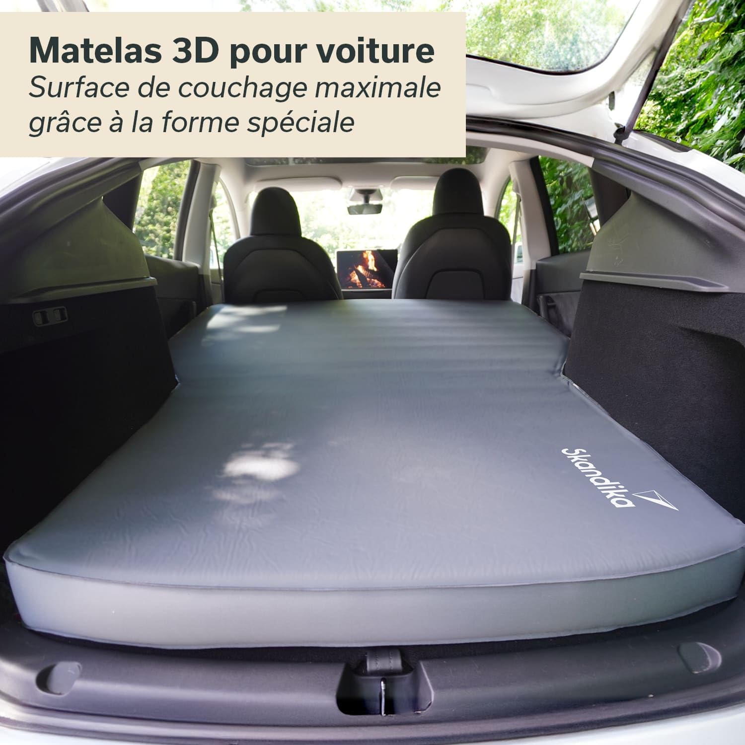 Skandika Premium Easy Isomatte Car 3D | Matelas Voiture 10 cm d'épaisseur, autogonflant, léger, Pliable, Mousse, Coffre de Voiture, Matelas pour invités Gonflable | Camping, Plein air, Voyages