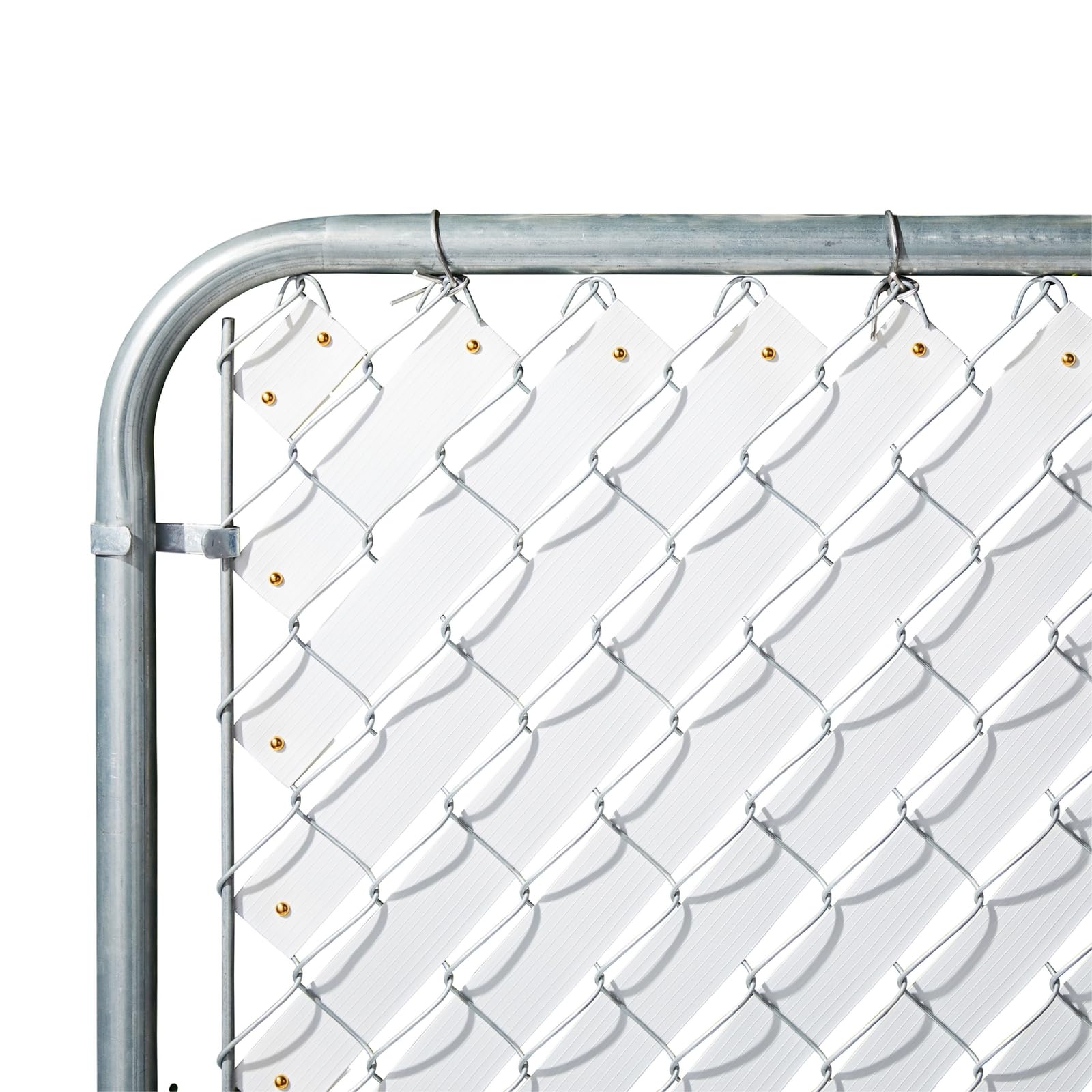 Juvale Chain Link Fence Slats for Privacy Covering, Fence Tape Roll with Brass Fasteners for Home, School, Stadiums, Construction Sites, Storage Facilities, & Warehouses (1.8 in x 246 ft, White)