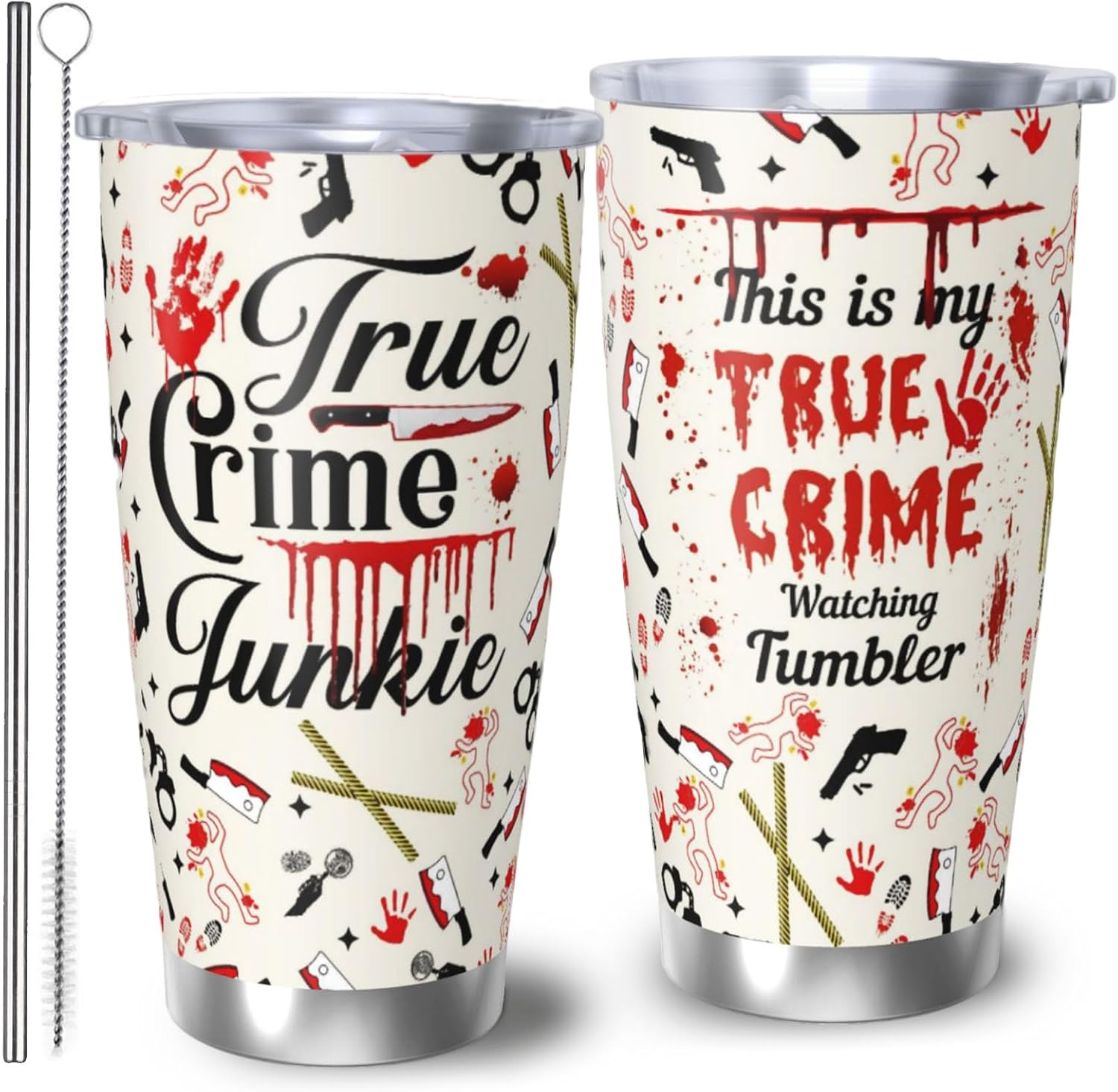 True Crime Tumbler 20oz, Criminal Minds Merch Travel Mugs, Gifts for Serial Killer Lover Tumbler for Men Women, 20oz Coffee Cup for Crime Junkie Merch