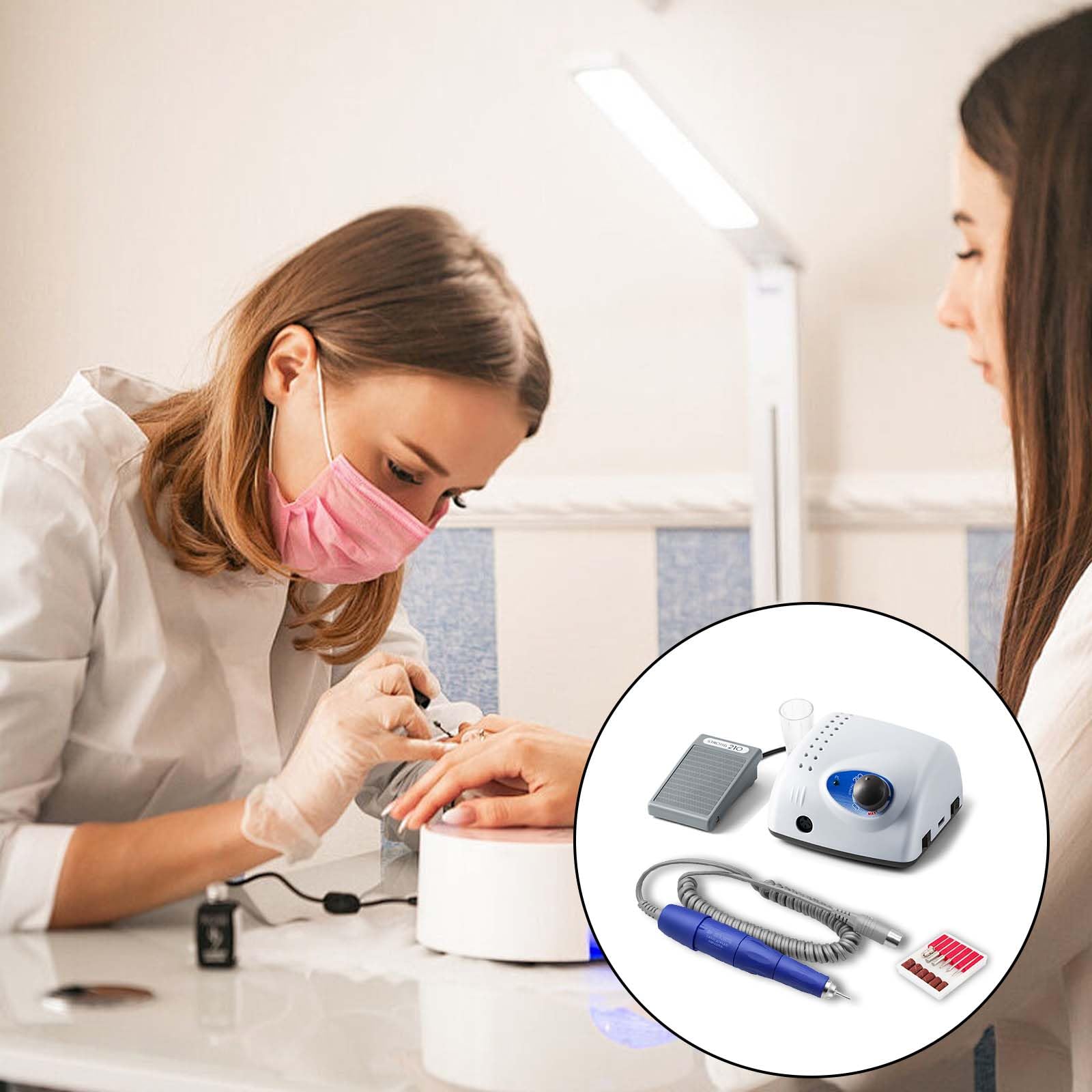 Cortador De UñAs EléCtrico, MáQuina EléCtrica De Manicura De UñAs Broca De Lima De UñAs De 2,35 Mm Con Seis Estilos De Cabezales De Pulido, Incluido Un Taladro De UñAs Profesional De 40000 Rpm