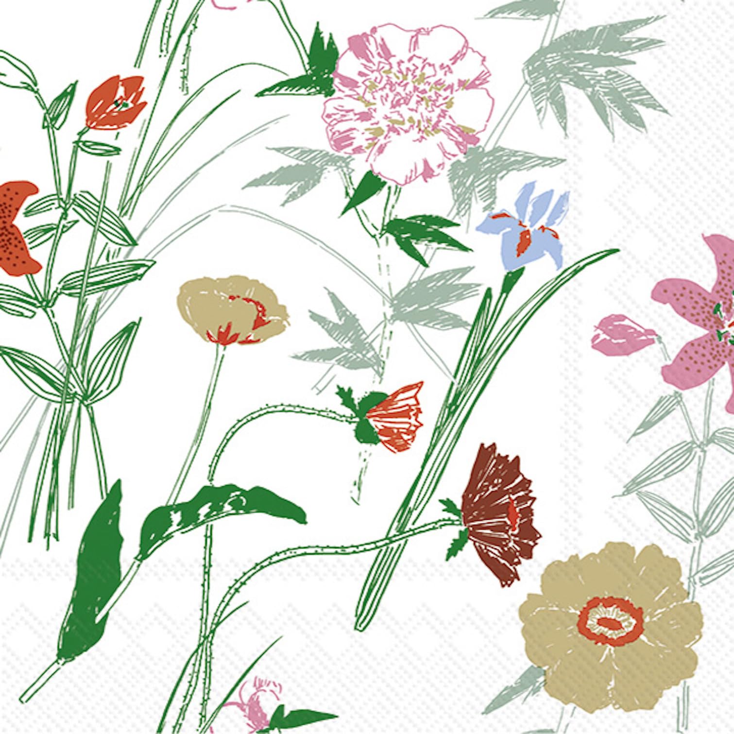 IHR Marimekko 3-Ply Deluxe Paper Napkins, 20-Count Lunch Size Puutarhakutsut Green