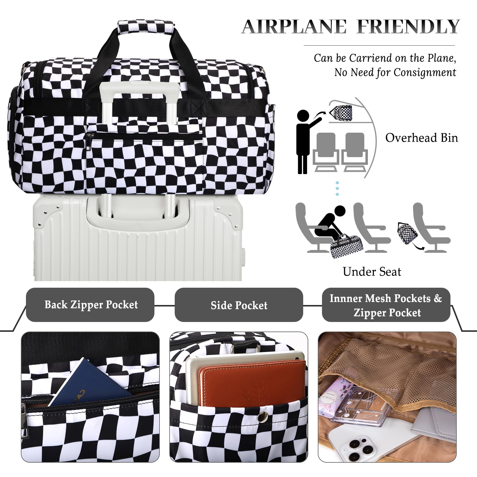 Borsa sportiva da palestra per uomo e donna, grande borsone da viaggio con scomparto per scarpe e tasca bagnata, borsa leggera per weekender, borsa da allenamento fitness per sport, palestra, viaggi,