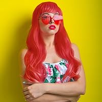 Bouiexye 24 db színes hosszú göndör paróka neon party jelmez cosplay 5