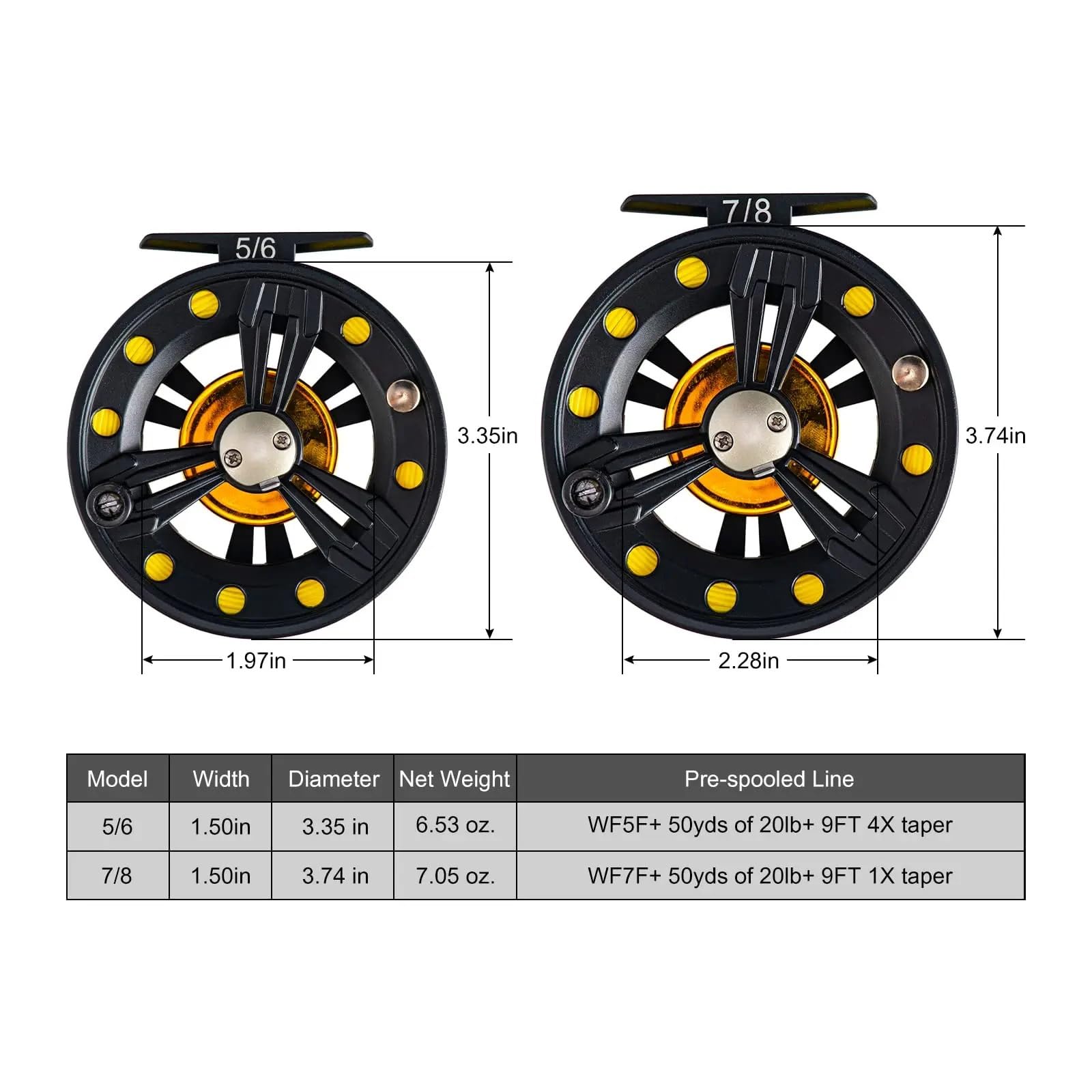 Fliegenfischrolle,Angelrolle Fliegenfischrolle 5/6 7/8wt Große Arbor Druckguss-Fliegenrolle mit Schnur-Kombination Aluminiumlegierung Vorgeladen
