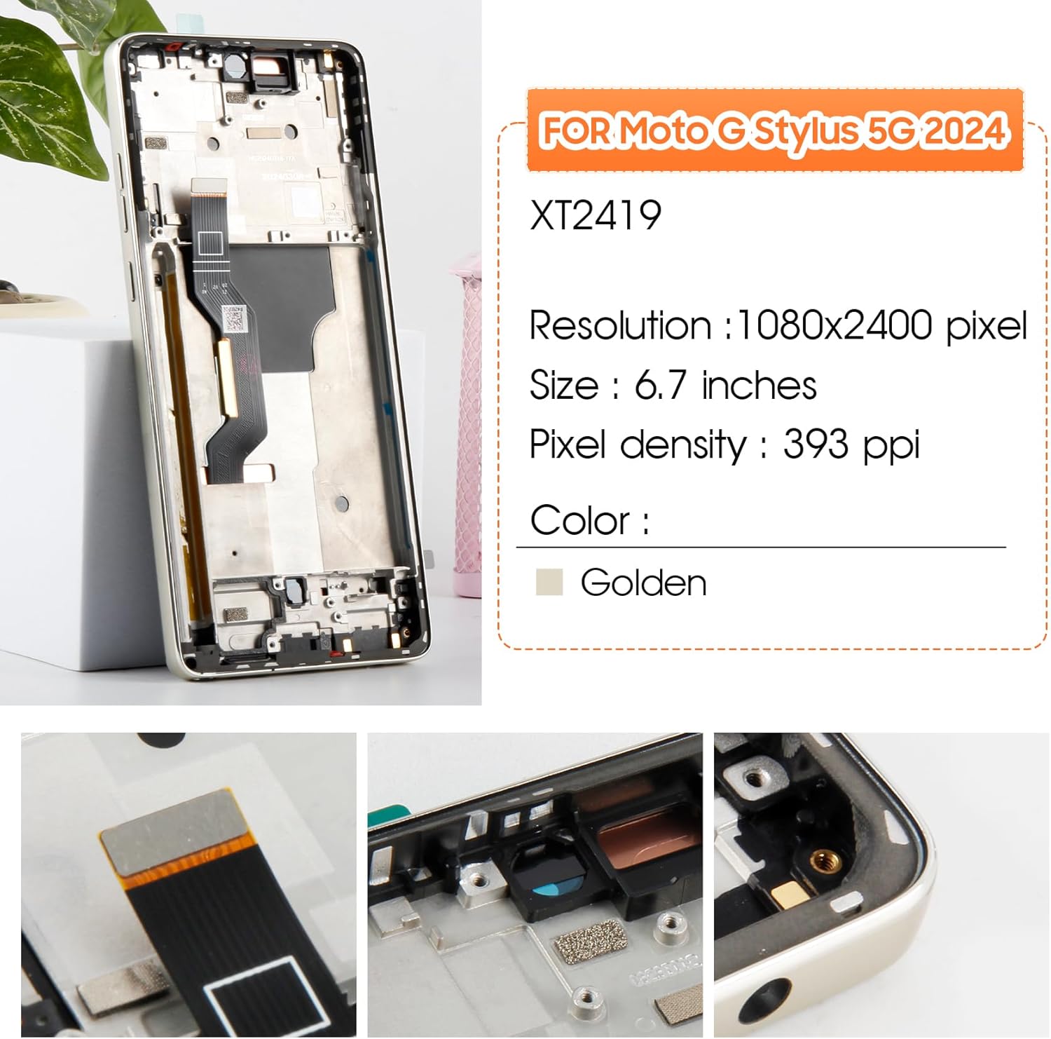 Screen for Motorola Moto G Stylus 5G 2024 Screen Replacement for Moto G Stylus 5G 2024 LCD Screen XT2419-2 Touch Display Digitizer Assembly Repair Parts with Frame (Black)