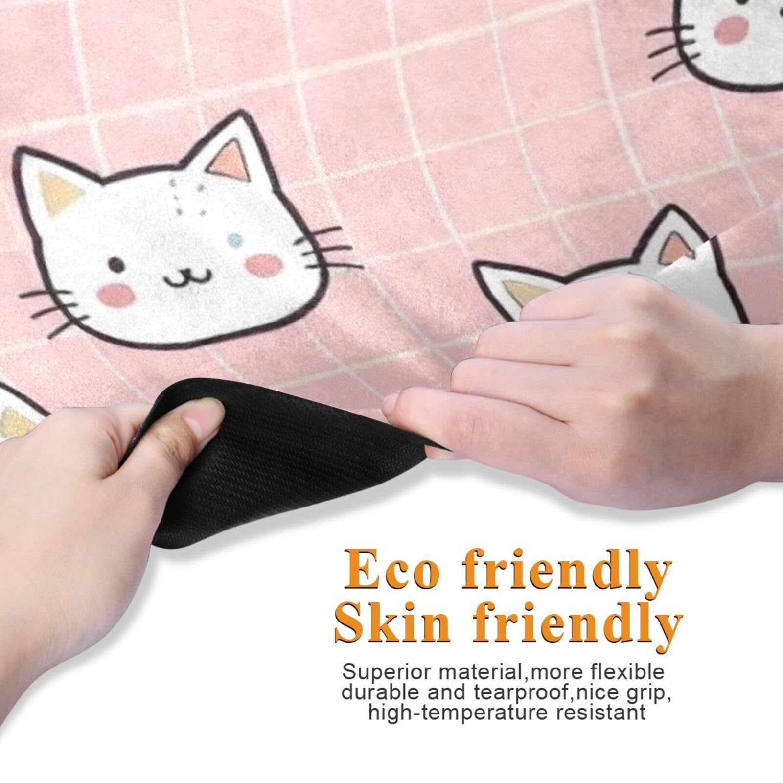 CEBUGI Non-Slip Yoga Mat For Women/Men Anti-Tear Exercise Mat With Storage Bag For Yoga Pilates Floor Workout At Home And Gym,Cute Kitty Head