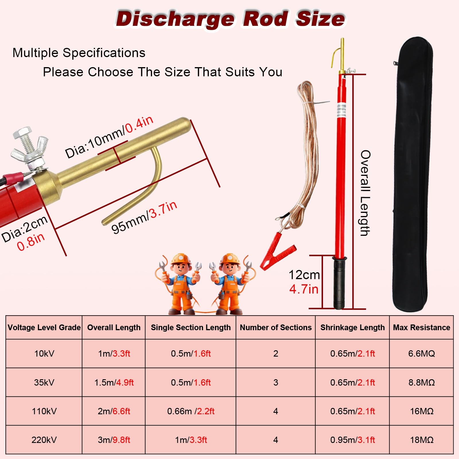 Hot Stick télescopique - Tige de décharge isolée pour lignes aériennes