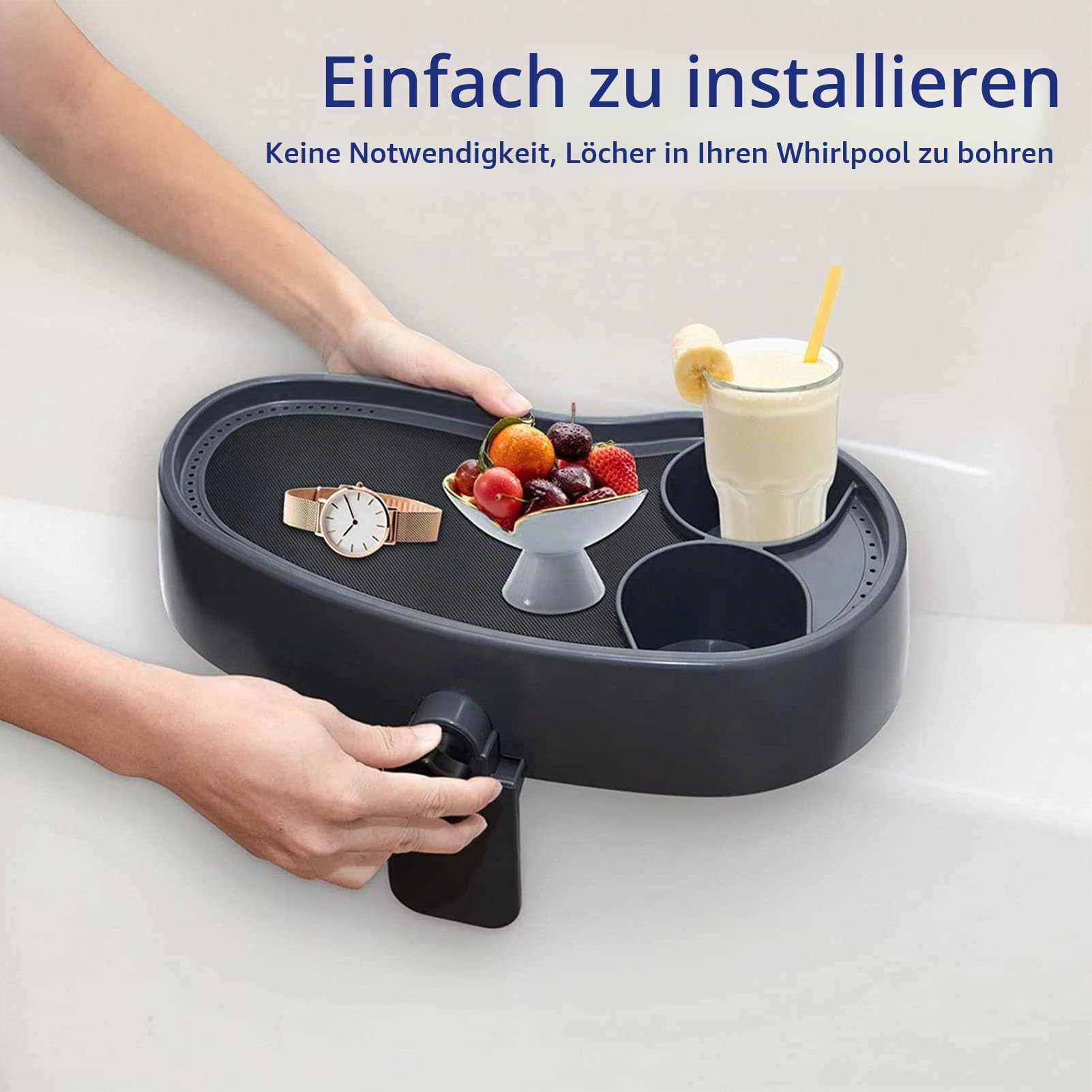 Focket -Tischtablett, Verstellbares -Tablett, Robuster, Rutschfester Getränkehalter mit 2 Getränkehaltern, Tisch Passend für die Meisten Whirlpools, für Oberirdische