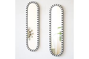 Narrow Silver Wood Modern Art Wall Mirrors Set of 2