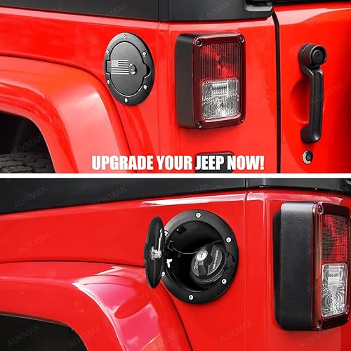 Miniatura 5 de Aukmak Tapa de gasolina para llenado de combustible y puerta de bloqueo para Jeep Wrangler Accessories 2007-2018 JK JKU Unlimited Rubicon Sahara
