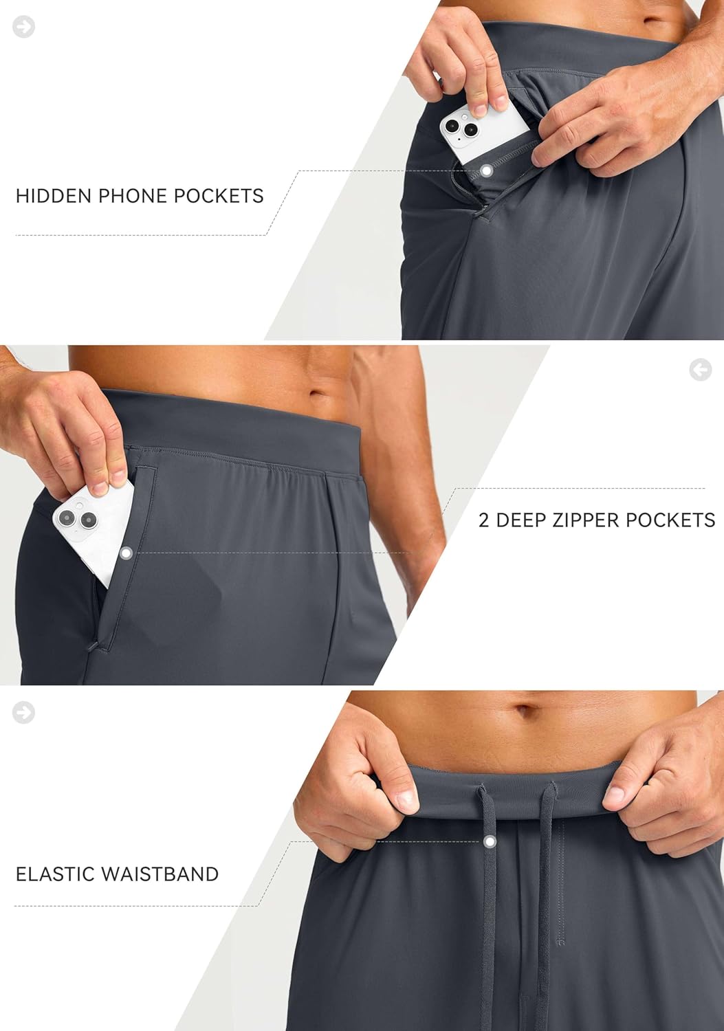 Soothfeel Men's Joggers with Zipper Pockets Golf Joggers Lightweight Sweatpants Athletic Workout Pants for Men Track - Image 3