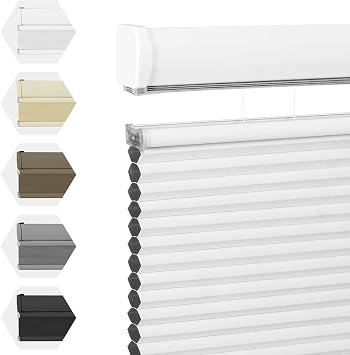 Top Down Bottom Up Cellular Shades,Blackout Honeycomb Blinds,Easy Install Cordless Cellular Blinds for Window,White,74" W x 64" H