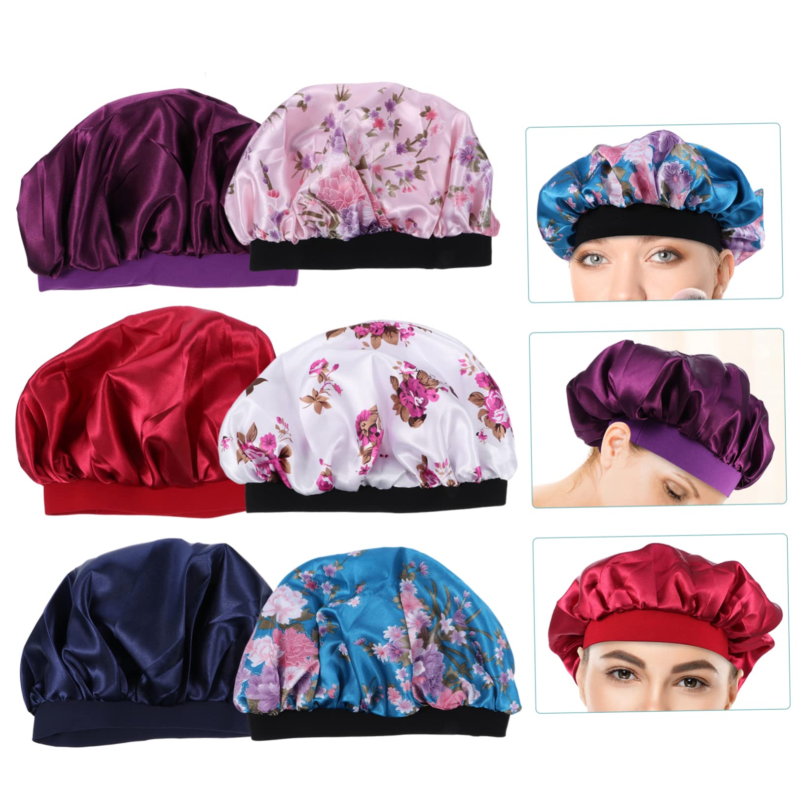 SHERCHPRY Cuffia Notte Chioma in Raso, Fascia Larga, 6 Pezzi