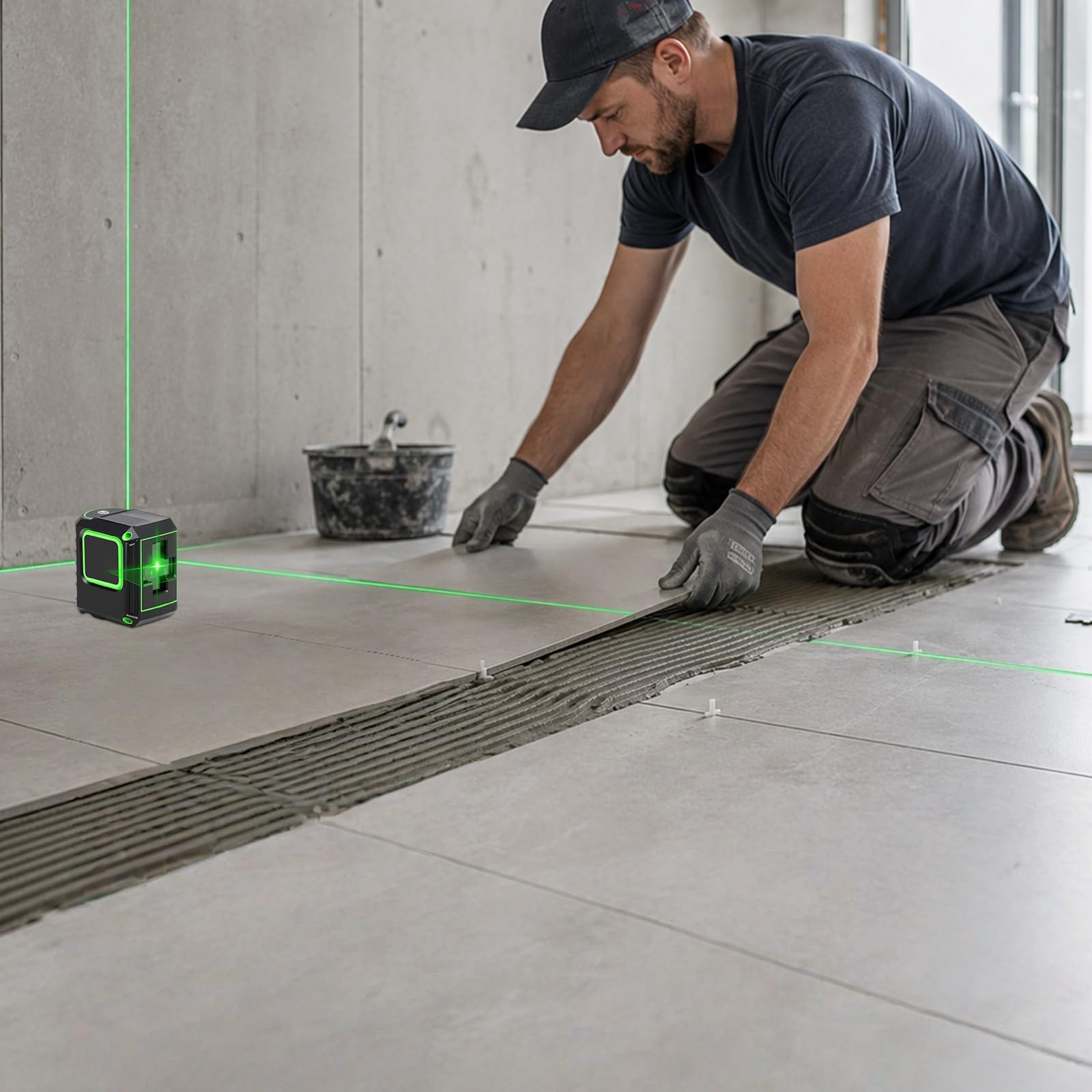 Laser a linee incrociate con treppiede, livella laser a croce verde, laser a 360°, autolivellante, con treppiedi da 1 m, laser a croce da 30 m, per interni ed esterni, cantieri fai da te
