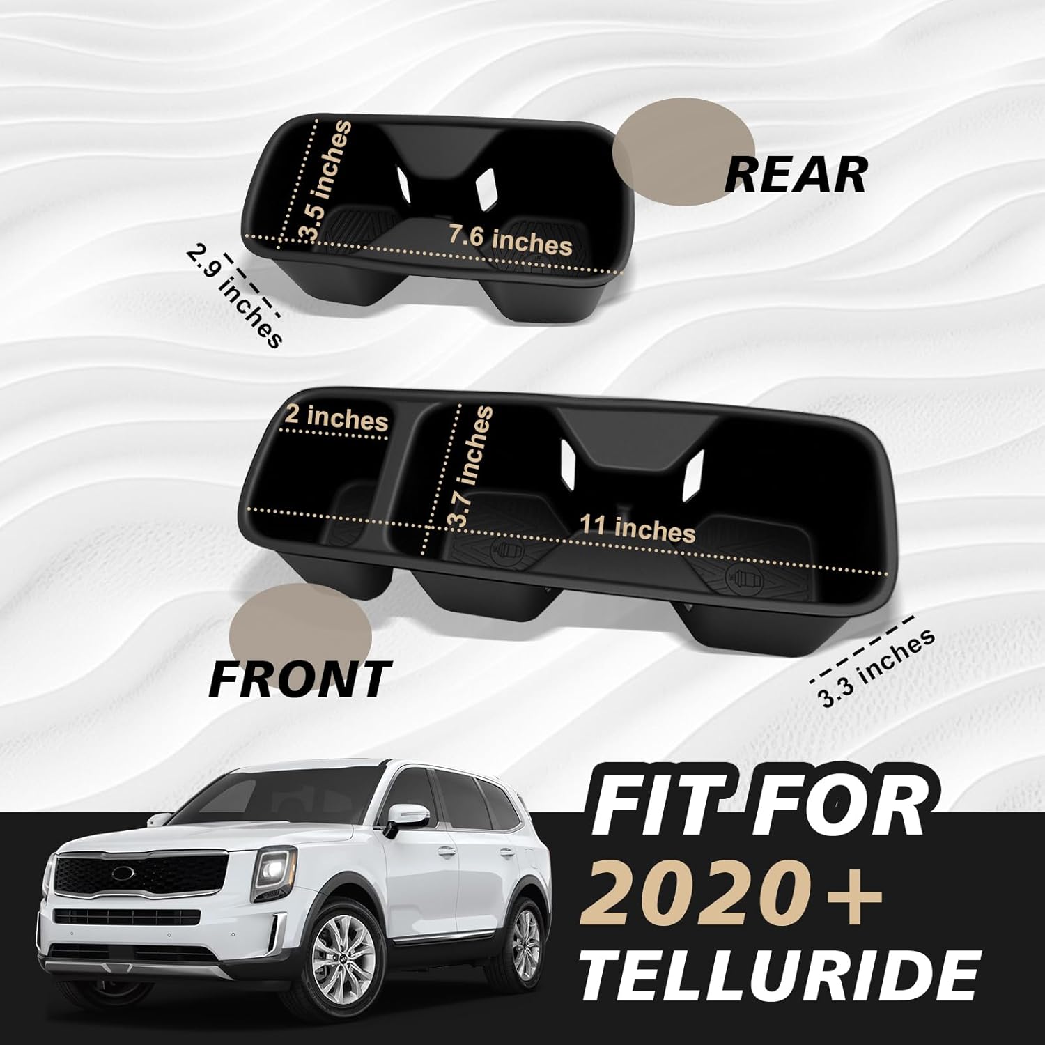 Muslogy Center Console Cup Holder Inserts Compatible with Kia Telluride 2020-2025 2026 Accessories Middle Console Front and Rear Drink Stopper Non-Slip TPE Organizer Cup Holder Replacement 2PCS Set