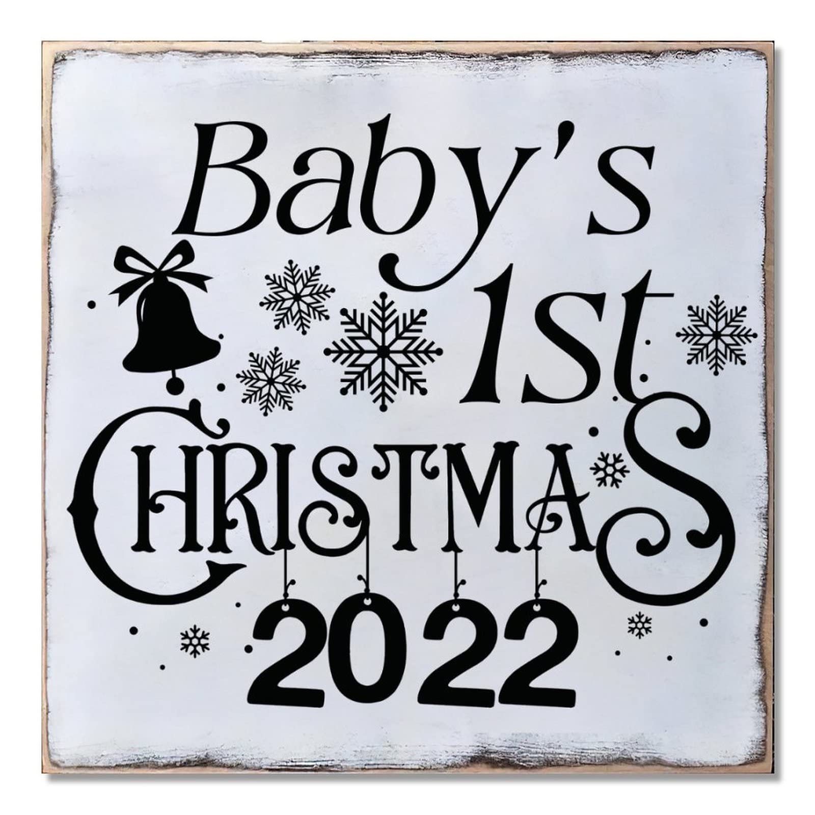 Plaque en bois pour porte de Noël, décoration murale en bois noble de 40cm