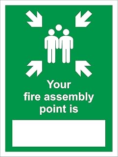Your Fire Assembly point is emergency evacuation Safety sign - 1.2mm Rigid plastic 300mm x 200mm