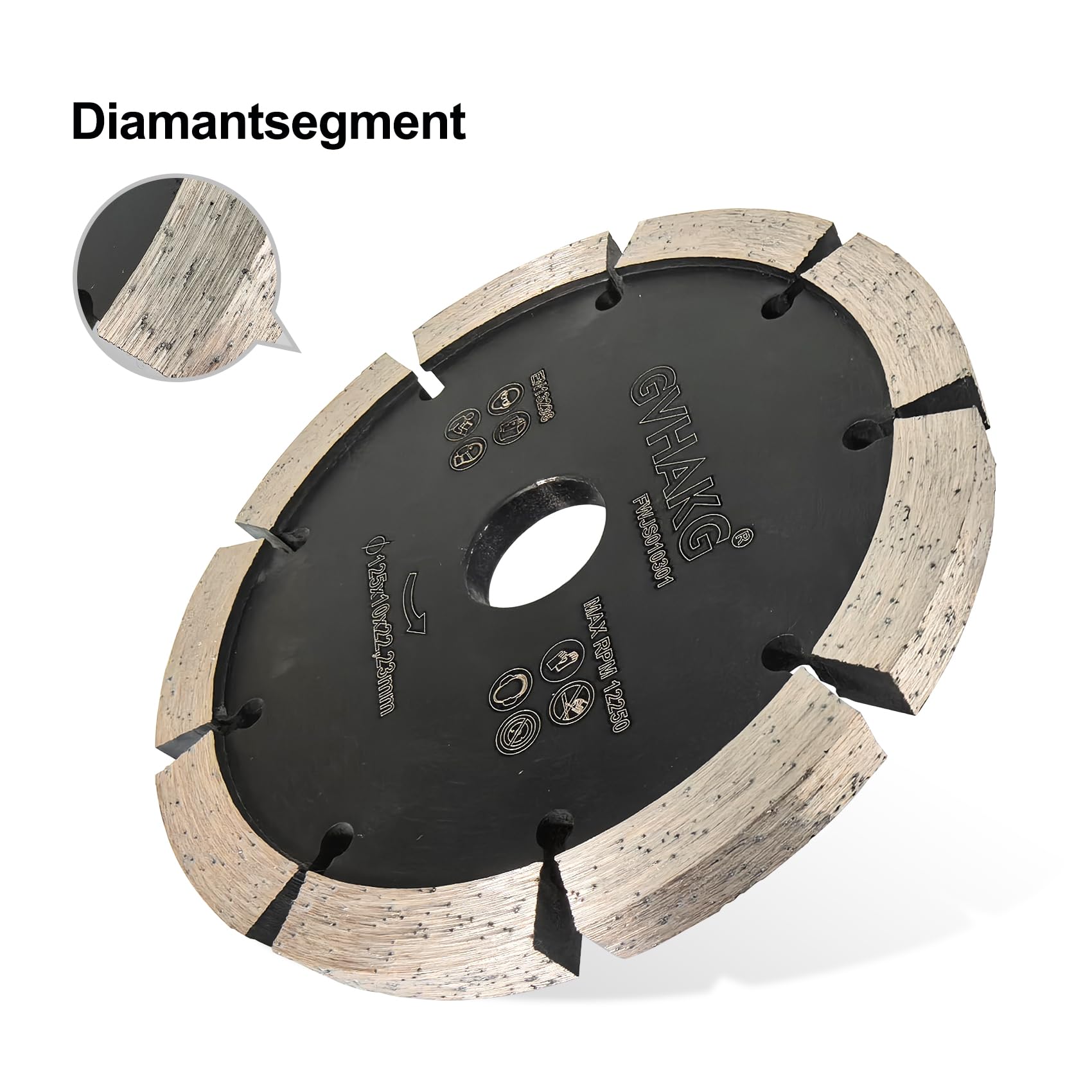 Disque de fraisage diamanté 125 mm, fraise à joints 10 mm pour béton, mortier, brique, maçonnerie et plâtre (125 x 10 x 22,23 mm)