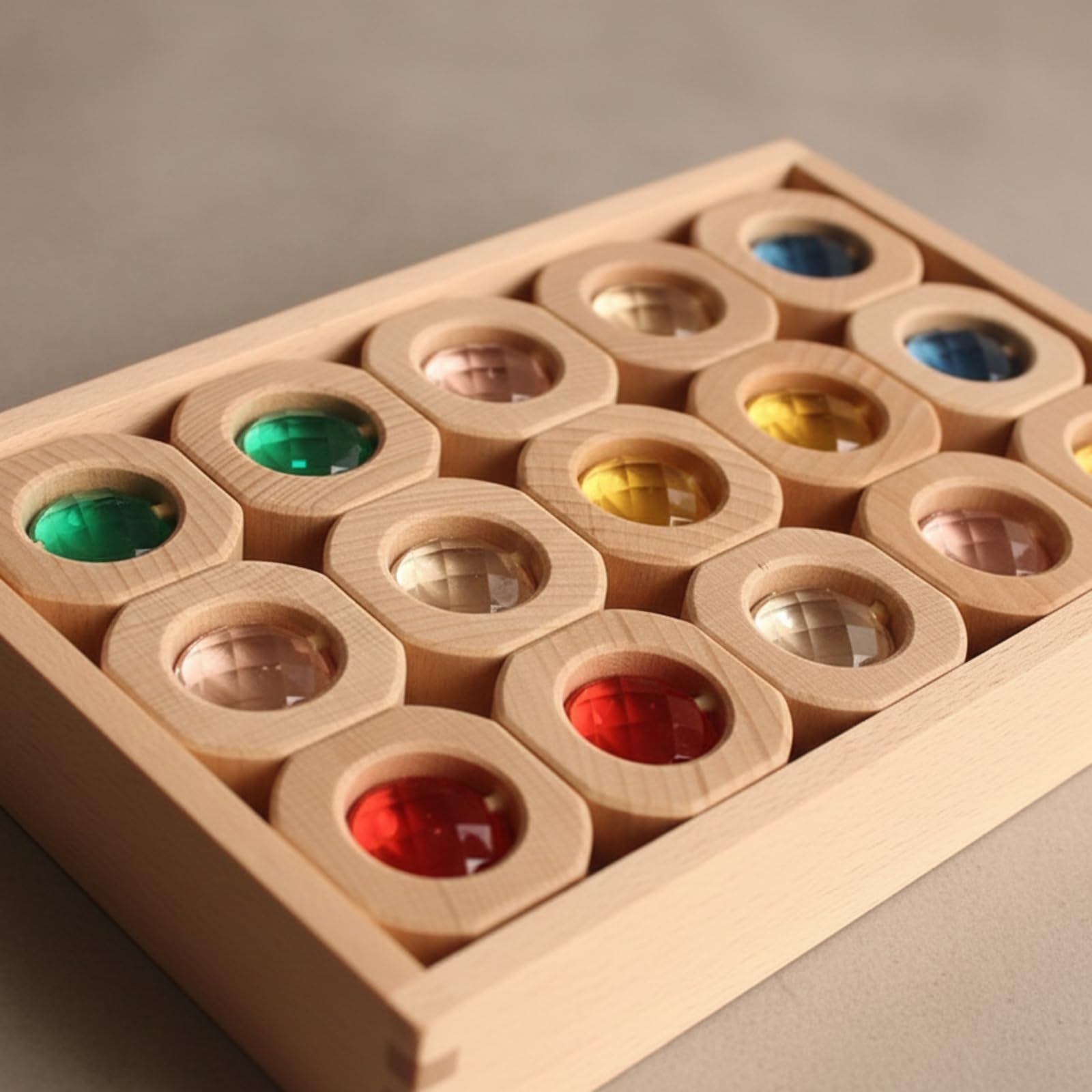 Set di Blocchi di Gemme in Legno Acrilico Colorati Vassoio con Blocchi Traslucidi Tattile Gioco Impilamento per Neonati, Asilo Nido, 15PCS Translucent