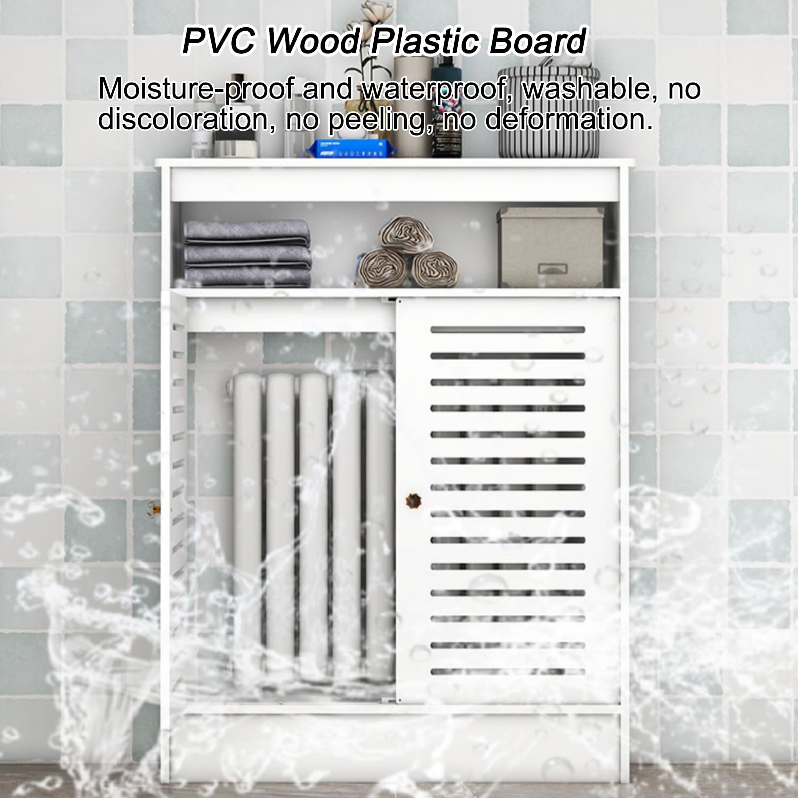 Genérico Cubre radiador y Armario de Almacenamiento, Organizador Decorativo de 2 Puertas para salón y baño, toallero Multifuncional y Zapatero, Cubre Calefactor/tubería (90 x 100 x 25 cm/35 x 39 x 10