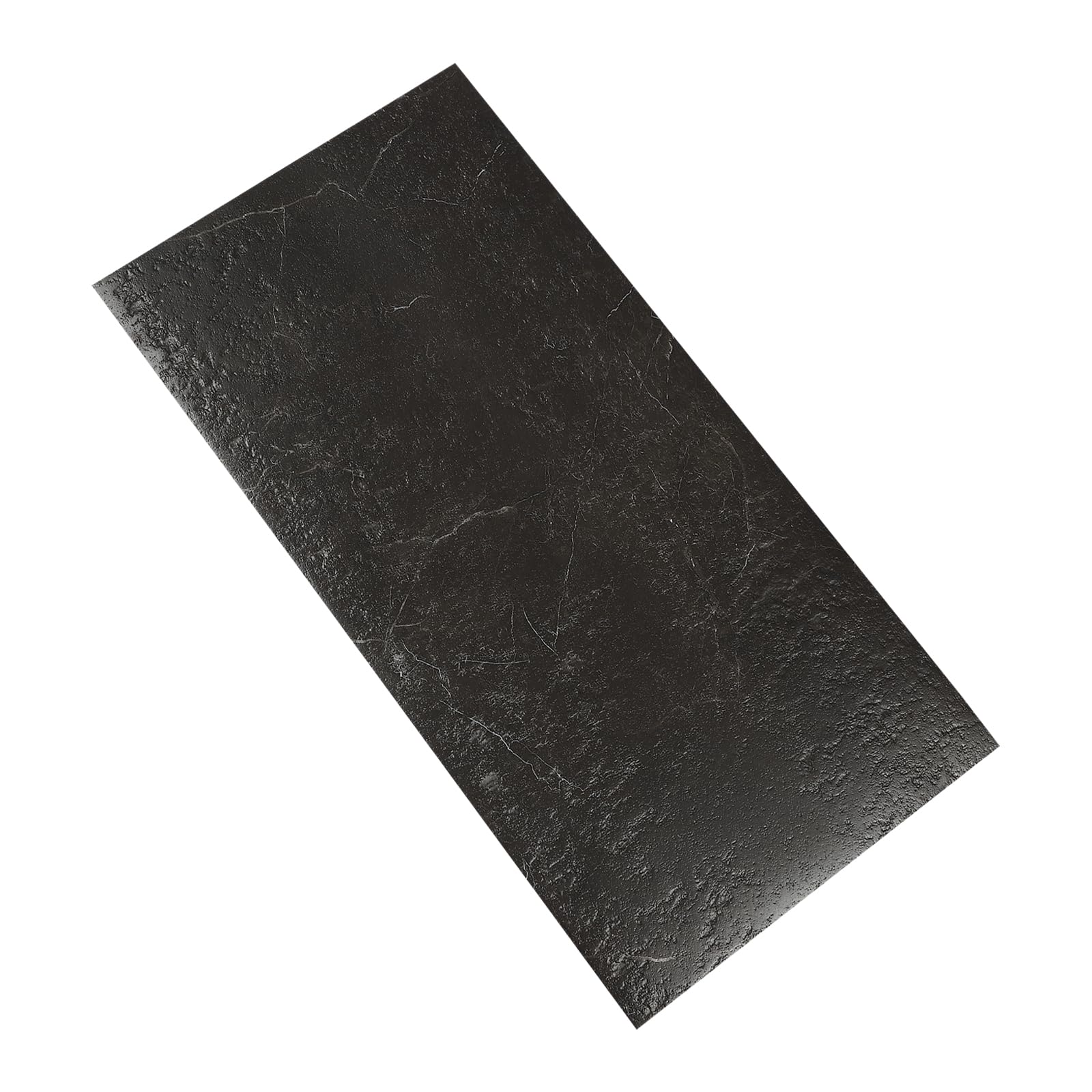 Samoprzylepne płytki podłogowe z PCW, z rysunkiem słojów kamienia, odporne na promieniowanie UV, łatwopalne, 60 x 30 cm, 24 sztuki, grubość 1,3 mm, naklejki na płytki do kuchni, salonu (czarne)