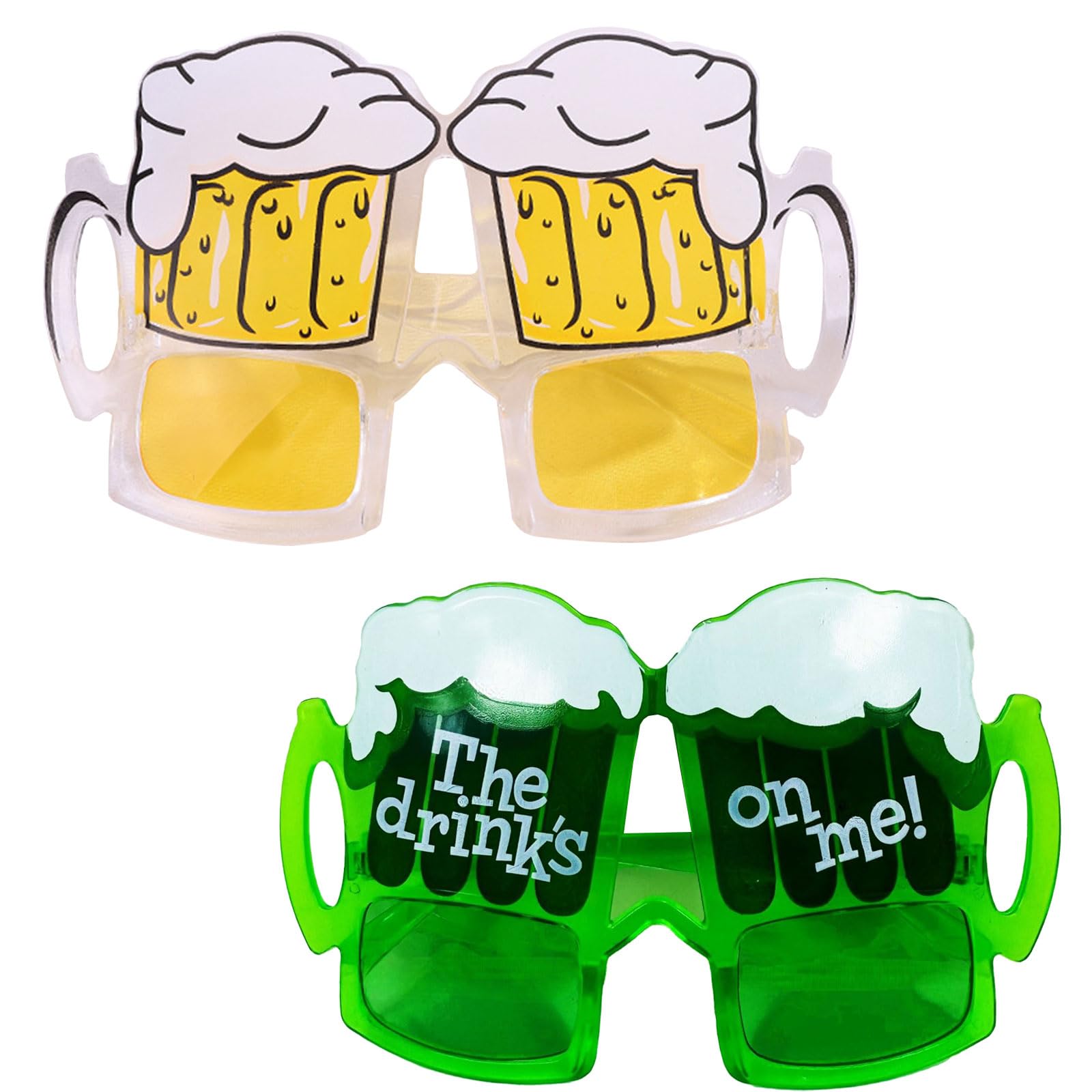 MUNSKT 2PCS Beer Sunglasses for Oktoberfest Ascension Men's Day Father's Day Carnival, Funny Party Accessories for Summer, Tropical Hawaiian Pool, Beach Couple